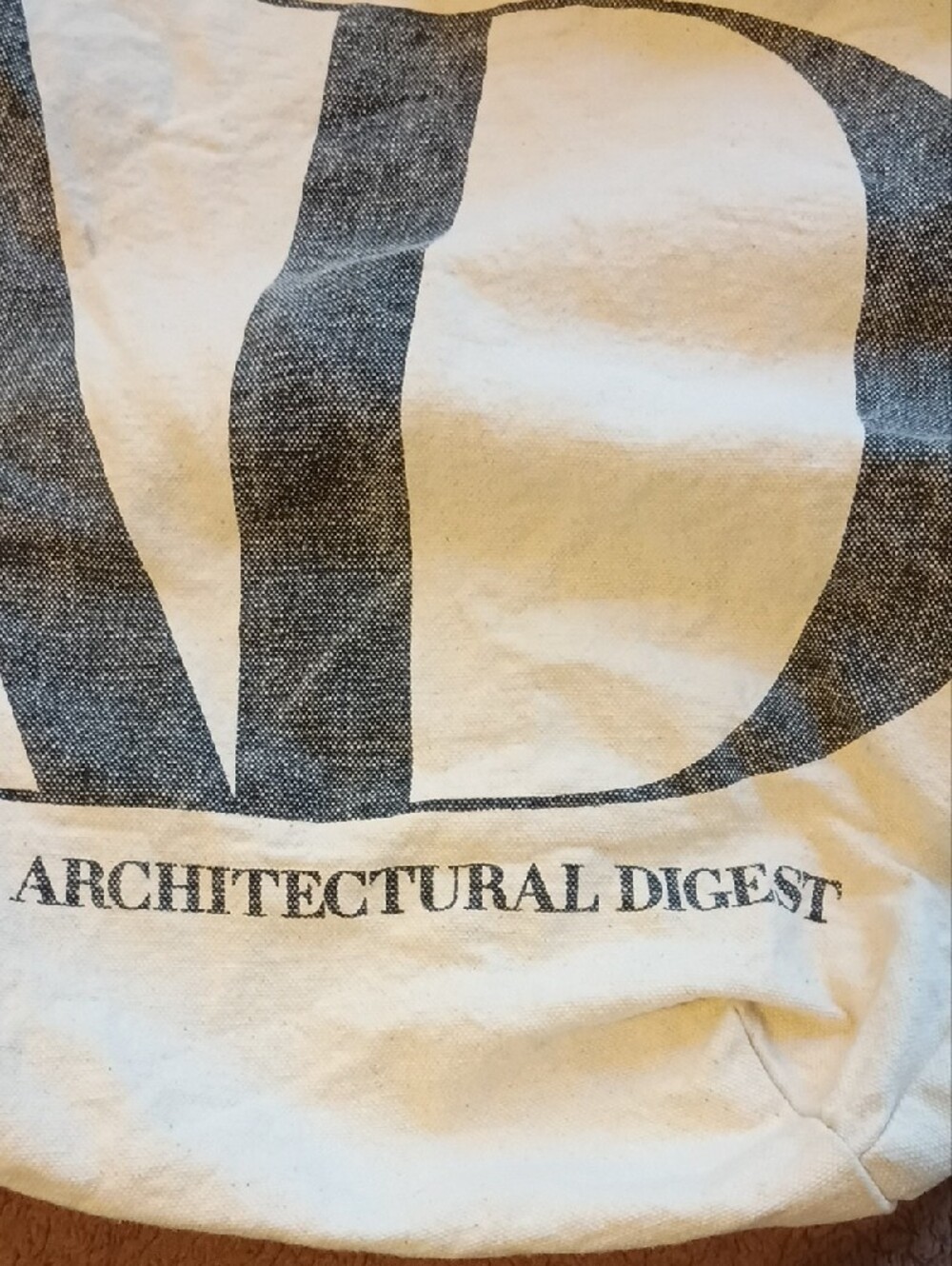 White Canvas Tote Bag with Black Logo - Picture 2 of 4